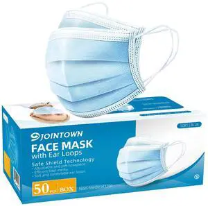 Disposable Face Mask - 3 Ply Filter Protection Face Masks, 50 Pack Blue Disposable Face Mask - 3 Ply Filter Protection Face Masks, 50 Pack Blue