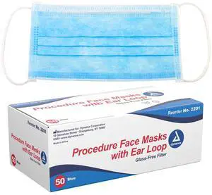 Procedure Masks - Triple-Pleated Face Masks with Ear Loops & Nose Strip - Disposable Medical Mask, Face Protection for Hospital - 50 per Box Blue Procedure Masks - Triple-Pleated Face Masks with Ear Loops & Nose Strip - Disposable Medical Mask, Face Protection for Hospital - 50 per Box Blue