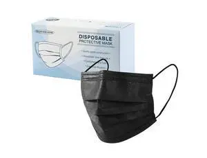 Disposable Face Masks, 50 Pack, Black, 3-Ply, Single Daily Use, Face Mask for Women & Men Disposable Face Masks, 50 Pack, Black, 3-Ply, Single Daily Use, Face Mask for Women & Men