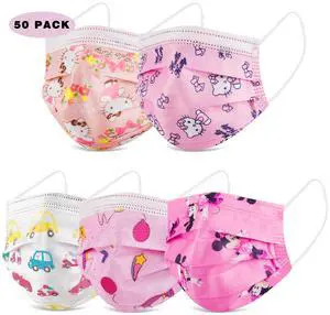 Kids Face Mask 3 Ply Layer Safty Breathable Fabric for Girls and Boys (50 Pack) Kids Face Mask 3 Ply Layer Safty Breathable Fabric for Girls and Boys (50 Pack)