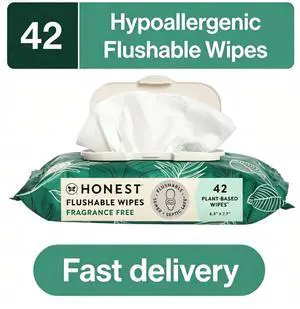 Flushable Wipes for Adults, Fragrance Free and Hypoallergenic Wet Wipes, Tropical Leaves, 42 Count Flushable Wipes for Adults, Fragrance Free and Hypoallergenic Wet Wipes, Tropical Leaves, 42 Count