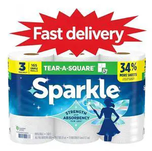 TearASquare Disposable Paper Towels, 3 Triple Rolls, 165 Sheets per Roll, MultiSize Absorbent Cleaning Paper for Home & Kitchen TearASquare Disposable Paper Towels, 3 Triple Rolls, 165 Sheets per Roll, MultiSize Absorbent Cleaning Paper for Home & Kitchen