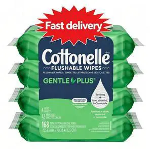 Cottonelle Gentle Plus Flushable Wet Wipes, 4 FlipTop Packs, Gentle Disposable Bathroom Cleansing Wipes for Daily Personal Care Cottonelle Gentle Plus Flushable Wet Wipes, 4 FlipTop Packs, Gentle Disposable Bathroom Cleansing Wipes for Daily Personal Care