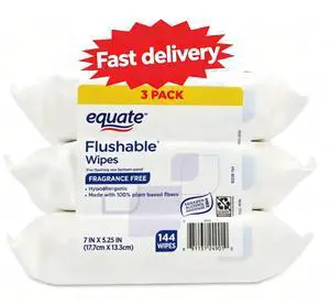 FragranceFree Flushable Wet Wipes, 3 Pack, 144 Total Wipes, Hypoallergenic Disposable Bathroom Wipes for Sensitive Skin Daily Use FragranceFree Flushable Wet Wipes, 3 Pack, 144 Total Wipes, Hypoallergenic Disposable Bathroom Wipes for Sensitive Skin Daily Use