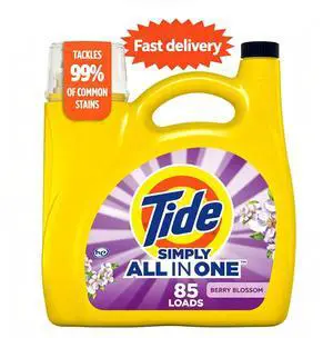 Tide Simply Liquid Laundry Detergent, Clean & Fresh, Berry Blossom Scent, 85 Loads, 107 fl oz Tide Simply Liquid Laundry Detergent, Clean & Fresh, Berry Blossom Scent, 85 Loads, 107 fl oz