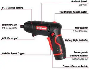 Hyper Tough 4V Cordless Rotating Screwdriver with Charging Cable Hyper Tough 4V Cordless Rotating Screwdriver with Charging Cable