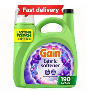 Gain Liquid Laundry Fabric Softener and Conditioner, Moonlight Breeze Scent, 140 fl oz, 190 Loads Gain Liquid Laundry Fabric Softener and Conditioner, Moonlight Breeze Scent, 140 fl oz, 190 Loads