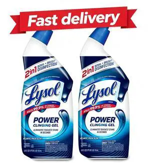 Lysol Toilet Bowl Cleaner Clinging Gel, Power, Disinfecting Bathroom Cleaner and Toilet Bowl Stain Remover, 24 fl oz (2 Pack) Lysol Toilet Bowl Cleaner Clinging Gel, Power, Disinfecting Bathroom Cleaner and Toilet Bowl Stain Remover, 24 fl oz (2 Pack)