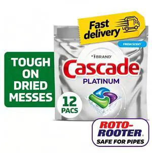 Cascade Platinum Dishwasher Pods, Dishwasher Detergent, Dish Detergent Soap, Fresh, 12 Count Cascade Platinum Dishwasher Pods, Dishwasher Detergent, Dish Detergent Soap, Fresh, 12 Count