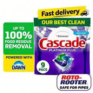 Cascade Platinum Plus Dishwasher Pods, Fresh, 9 Count Cascade Platinum Plus Dishwasher Pods, Fresh, 9 Count