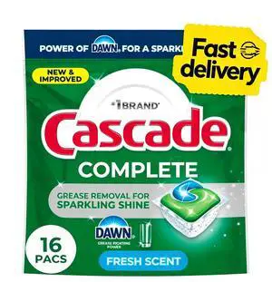 Cascade Complete Action Pacs, Dishwasher Detergent, Fresh, 16 Count Cascade Complete Action Pacs, Dishwasher Detergent, Fresh, 16 Count