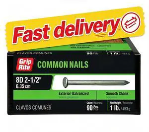 Grip-Rite #10-1/4 x 2-1/2 In. 8-Penny Hot-Galvanized Steel Common Nails 1Lb. Grip-Rite #10-1/4 x 2-1/2 In. 8-Penny Hot-Galvanized Steel Common Nails 1Lb.