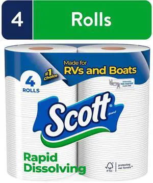 Scott Rapid-Dissolving Toilet Paper for RVs & Boats, 4 Double Rolls Scott Rapid-Dissolving Toilet Paper for RVs & Boats, 4 Double Rolls