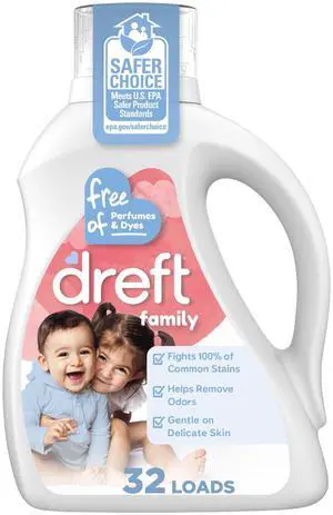 Dreft Liquid Laundry Detergent for Family, Unscented Laundry Detergent, 42 fl oz, 32 Loads Dreft Liquid Laundry Detergent for Family, Unscented Laundry Detergent, 42 fl oz, 32 Loads
