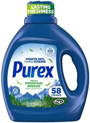 Purex Fresh Mountain Breeze Liquid Detergent, 66 fl oz, 58 loads Purex Fresh Mountain Breeze Liquid Detergent, 66 fl oz, 58 loads