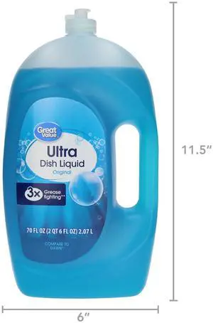 Great Value Ultra Original Dish Liquid, 70 fl oz Great Value Ultra Original Dish Liquid, 70 fl oz