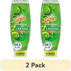 (2 pack) Gain EZ-Squeeze Dishwashing Liquid Dish Soap, Original Scent, 24.30 fl oz (2 pack) Gain EZ-Squeeze Dishwashing Liquid Dish Soap, Original Scent, 24.30 fl oz
