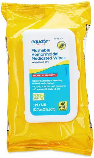 Equate Witch Hazel Flushable Hemorrhoidal Medicated Wipes, 48 Count Equate Witch Hazel Flushable Hemorrhoidal Medicated Wipes, 48 Count