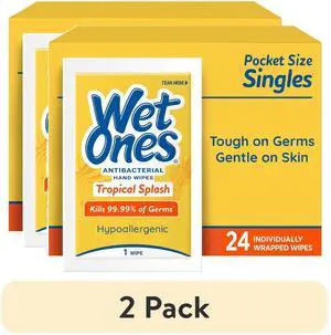 (2 pack) Wet Ones Antibacterial Hand Wipes, Tropical Splash Citrus Scent, 24 Ct Individually Wrapped Wipes (2 pack) Wet Ones Antibacterial Hand Wipes, Tropical Splash Citrus Scent, 24 Ct Individually Wrapped Wipes
