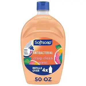Softsoap Crisp Clean Antibacterial Liquid Hand Soap with New Easy Pour Spout, 50 fl oz Refill Bottle Softsoap Crisp Clean Antibacterial Liquid Hand Soap with New Easy Pour Spout, 50 fl oz Refill Bottle