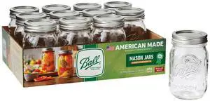 Ball Regular Mouth 16oz Pint Mason Jars with Lids & Bands, 12 Count Ball Regular Mouth 16oz Pint Mason Jars with Lids & Bands, 12 Count