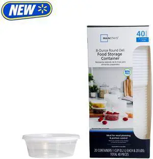 Mainstays 40-Piece 8 oz Plastic Deli Container Set, 20 Containers and 20 Lids Mainstays 40-Piece 8 oz Plastic Deli Container Set, 20 Containers and 20 Lids