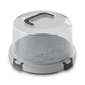 Mainstays Cake & Cupcake Carrier with Flippable Base, Lid, Handle and Clasps, Gray Plastic Mainstays Cake & Cupcake Carrier with Flippable Base, Lid, Handle and Clasps, Gray Plastic