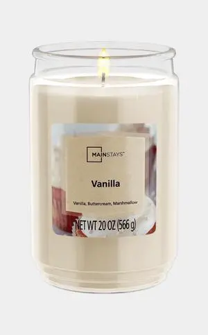 Mainstays Vanilla Single-Wick Scented Glass Jar Candle, 20 oz Mainstays Vanilla Single-Wick Scented Glass Jar Candle, 20 oz