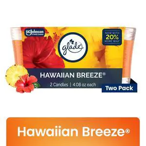 Glade Single Wick Candles, Hawaiian Breeze, 8.16 oz, 2 Count Glade Single Wick Candles, Hawaiian Breeze, 8.16 oz, 2 Count