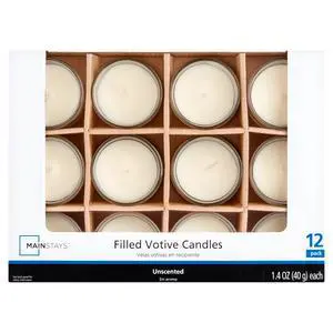Mainstays Unscented Filled Votive Glass Candles, Ivory, 12-Pack Mainstays Unscented Filled Votive Glass Candles, Ivory, 12-Pack