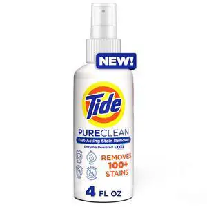 Tide PureClean Stain Remover, Enzyme Powered, With OXI, Fast-Acting and Color-Safe Formula, 4 fl oz Tide PureClean Stain Remover, Enzyme Powered, With OXI, Fast-Acting and Color-Safe Formula, 4 fl oz
