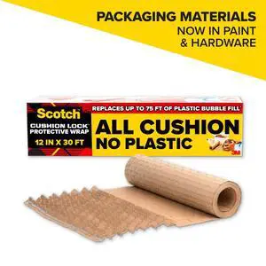 Scotch Cushion Lock Protective Wrap, 30 ft. Roll, Equivalent to 75 ft. Bubble Wrap, Brown, 1 Wrap Scotch Cushion Lock Protective Wrap, 30 ft. Roll, Equivalent to 75 ft. Bubble Wrap, Brown, 1 Wrap