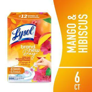 Lysol® Brand New Day Automatic Toilet Bowl Click Gel Cleaner, Mango & Hibiscus, 6 Count Lysol® Brand New Day Automatic Toilet Bowl Click Gel Cleaner, Mango & Hibiscus, 6 Count