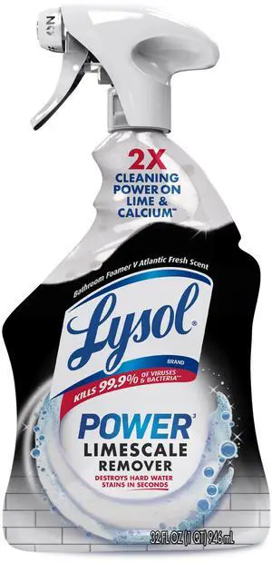 Lysol Power Limescale Remover Bathroom Cleaner Spray, Hard Water Stain Remover, Disinfecting Multipurpose Cleaner, 0% Bleach, Atlantic Fresh Scent, 32 fl oz Lysol Power Limescale Remover Bathroom Cleaner Spray, Hard Water Stain Remover, Disinfecting Multipurpose Cleaner, 0% Bleach, Atlantic Fresh Scent, 32 fl oz