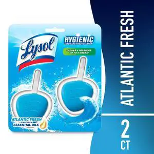 Lysol Automatic in-The-Bowl Toilet Cleaner, Cleans and Freshens Toilet Bowl, Atlantic Fresh Scent, 2 Count Lysol Automatic in-The-Bowl Toilet Cleaner, Cleans and Freshens Toilet Bowl, Atlantic Fresh Scent, 2 Count