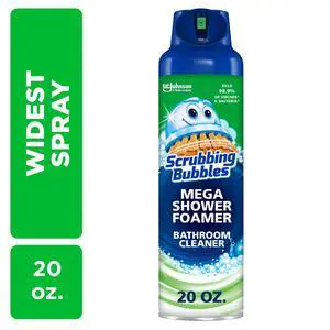 Scrubbing Bubbles Mega Shower Foamer Aerosol, Tough Foaming Bathroom, Tile, Shower & Tub Disinfectant Cleaner, Rainshower, 20 oz Scrubbing Bubbles Mega Shower Foamer Aerosol, Tough Foaming Bathroom, Tile, Shower & Tub Disinfectant Cleaner, Rainshower, 20 oz