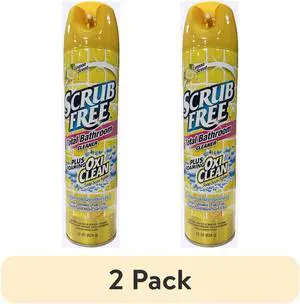 (2 pack) Scrub Free Bathroom Cleaner, Tough Stains & Grime, Lemon Scent with Oxi Clean, 22 oz Foaming Spray (2 pack) Scrub Free Bathroom Cleaner, Tough Stains & Grime, Lemon Scent with Oxi Clean, 22 oz Foaming Spray