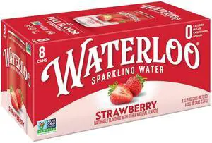 Waterloo Sparkling Water, Strawberry, 12 fl oz, 8 pack cans Waterloo Sparkling Water, Strawberry, 12 fl oz, 8 pack cans