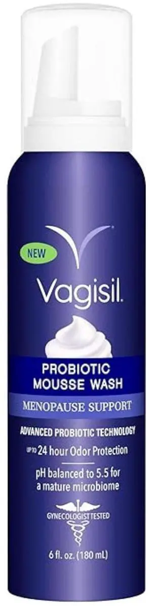 Vagisil Menopause Support Probiotic Mousse Wash, pH Balanced, Sulfate-Free, Gentle Formula, 6 fl oz Vagisil Menopause Support Probiotic Mousse Wash, pH Balanced, Sulfate-Free, Gentle Formula, 6 fl oz