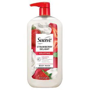 Suave Strawberry Delight Uplifting Body Wash, with Glycerin & Vitamin E, 30 fl oz Pump Suave Strawberry Delight Uplifting Body Wash, with Glycerin & Vitamin E, 30 fl oz Pump