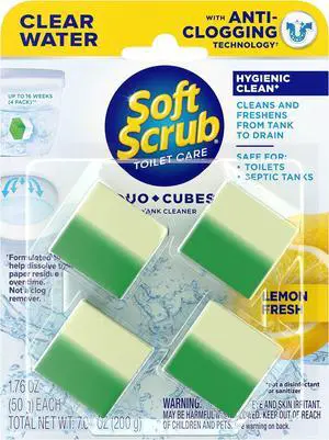 Soft Scrub In-Tank Toilet Cleaner Duo-Cubes, Lemon Fresh, Yellow, 4 Ct Soft Scrub In-Tank Toilet Cleaner Duo-Cubes, Lemon Fresh, Yellow, 4 Ct