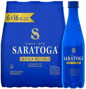 Saratoga Sparkling Water Bottles, 6-Pack Carbonated Spring Bottled Water Recycled PET Plastic Bottles 16 Fl Oz Saratoga Sparkling Water Bottles, 6-Pack Carbonated Spring Bottled Water Recycled PET Plastic Bottles 16 Fl Oz