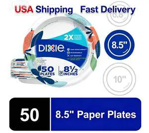 Dixie Disposable Paper Plates, 8.5", Multi-Color, 50 Count Dixie Disposable Paper Plates, 8.5", Multi-Color, 50 Count