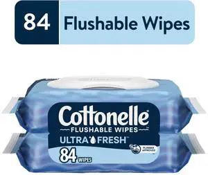 Cottonelle Ultra Fresh Flushable Wet Wipes, 2 Flip-Top Packs Cottonelle Ultra Fresh Flushable Wet Wipes, 2 Flip-Top Packs