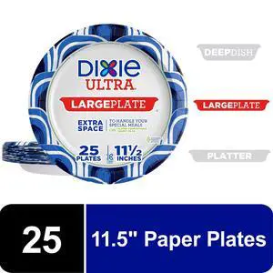 Dixie Ultra Large Plate Disposable Paper Plates, 11.5", Multi-Color, 25 Count Dixie Ultra Large Plate Disposable Paper Plates, 11.5", Multi-Color, 25 Count