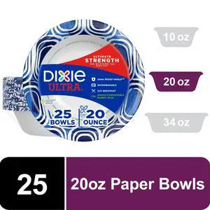 Dixie Ultra Disposable Paper Bowls, 20 oz, Multi-Color, 25 Count Dixie Ultra Disposable Paper Bowls, 20 oz, Multi-Color, 25 Count