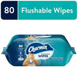 Charmin Flushable Wet Wipes, 2 packs, 40 Wipes Per Pack, 80 Total Wipes Charmin Flushable Wet Wipes, 2 packs, 40 Wipes Per Pack, 80 Total Wipes