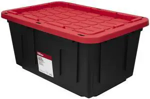 Hyper Tough 27 Gallon Large Storage Bin with Snap Lid, Black and Red, Heavy Duty Plastic Storage Container Hyper Tough 27 Gallon Large Storage Bin with Snap Lid, Black and Red, Heavy Duty Plastic Storage Container