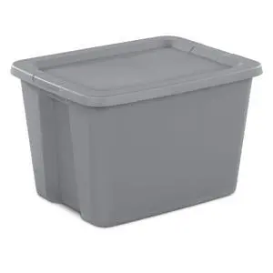 Sterilite 18 Gallon Large Storage Bin, Plastic Storage Container with Snap-On Lid, Gray Sterilite 18 Gallon Large Storage Bin, Plastic Storage Container with Snap-On Lid, Gray