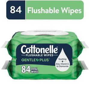 Cottonelle Gentle Plus Flushable Wet Wipes, 2 Flip-Top Packs Cottonelle Gentle Plus Flushable Wet Wipes, 2 Flip-Top Packs